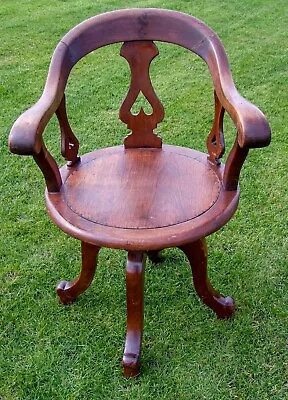 LATE 19th CENTURY Mahogany Artists Crafts Swivel Captains Chair - (CON986). • £495