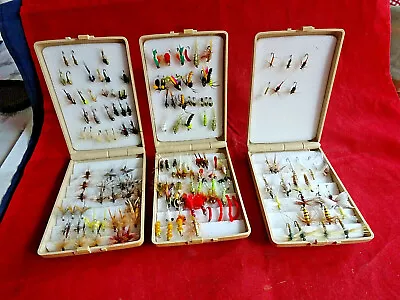 3x Vintage Danica Pocket Plastic Fly Boxes + Good Collection Small Trout Flies • $36.61