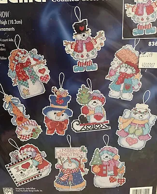 Snowman Ornament Cross Stitch Kit Bucilla  Let It Snow  Makes 10 • $14.95