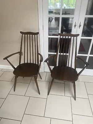 £125 • Buy A Lovely Pair Of Ercol Goldsmith Chairs, Carver Model 369a  Windsor  Arm Chairs