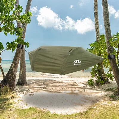 Outdoor Hammock Bed Camping Hanging Tree Strap Mosquito Net Waterproof Tarp • $177.76