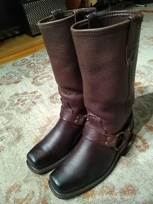 Vintage Shoe Company Brown Leather Square Toe Harness Boots #v02248 Women's 8m • $32.95