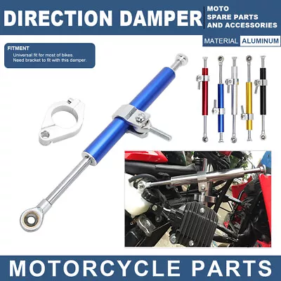 Motorcycle Steering Damper Stabilizer Control Universal CNC For ATV Bikes Blue • $33.99