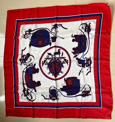 $142 • Buy HERMES Scarf Carre90 Red EX-LIBRIS PARIS Silk 100% UNUSED Shipping From Japan !!