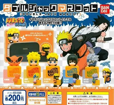 Bandai Naruto Headphone Jack Mascot Figure Gashapon *SET OF FIVE* • $31.78