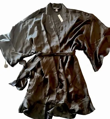 NEW With Tags VS Victoria’s Secret Bathrobe Black Satin Robe Intimates M/L • $22