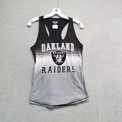 Oakland Raiders Women Pajamas Small Gray Top Tank Strip Ombre Graphic Racerback • $15.91