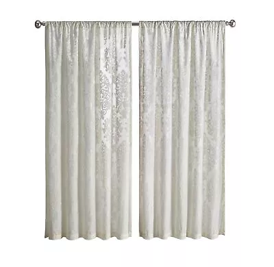 Velvet Sheer Damask Burnout Single Curtain Panel • $16.58