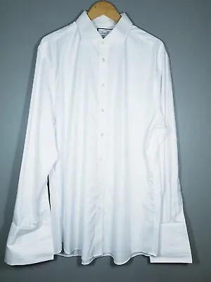 £5.99 • Buy Bnwot New Charles Tyrwhitt Mens Shirt White 17.5  Slim Fit Double Cuff Rr55
