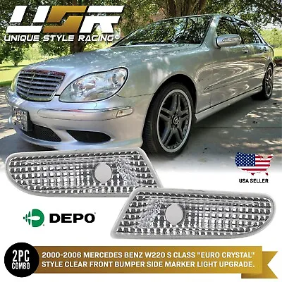 Clear Front Bumper Side Marker Light For 2000-2006 Mercedes W220 S430/S500/S600 • $36.96