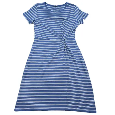 Talbots Midi T Shirt Dress Women's Size Small S Blue White Striped Short Sleeve • $24.88