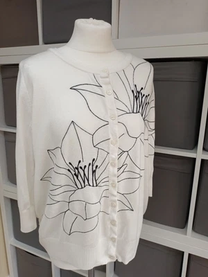 $8.57 • Buy Ladies Size 18 Autumn Winter 3/4 Sleeved Button Up Floral Cardigan 