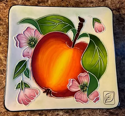 Blue Sky Corp. Pottery J McCall Apple Hanging Plate 5  Square 2004 • $12.99