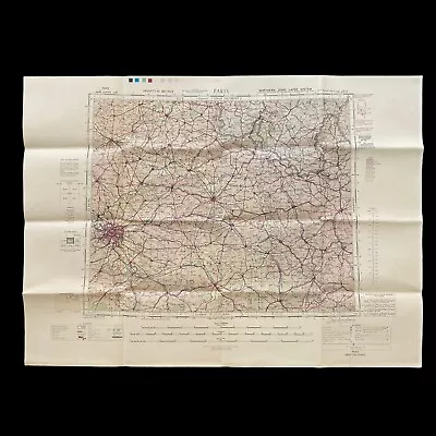 RARE! WWII 1942 Paris France Missions Combat Operations Allied Bombing Map • $680