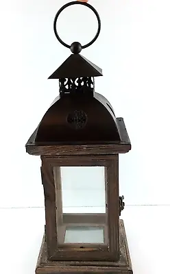 Monticello Candle Holder Lantern Farmhouse Rustic Wooden 12  Tall Tabletop • $44.97