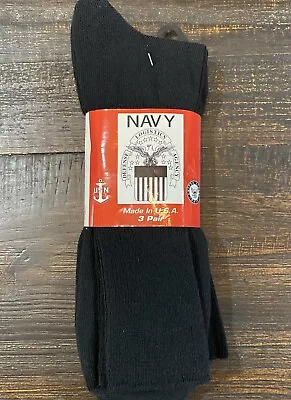 NEW Military NAVY 3 Pack Of Black Socks Sz L 12-15 Made In USA ARMY STYLE 50015 • $10