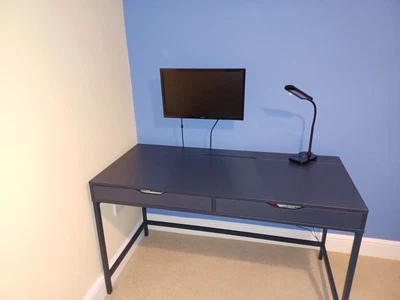 £60 • Buy Navy Blue Ikea Desk Alex  With 2 Drawers & Built-in Cable Management 132x58x76