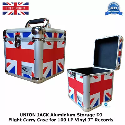 1 UNION JACK Aluminium Storage DJ Flight Carry Case For 100 LP Vinyl 7  Records • £44.79