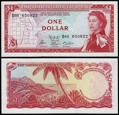 EAST CARIBBEAN STATES 1 DOLLAR (P13f) N. D. (1965) QEII SIGNATURE 9 UNC • £29.50