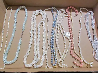 Vintage Lot Of 10 Pearl Necklacessome With Color • $10