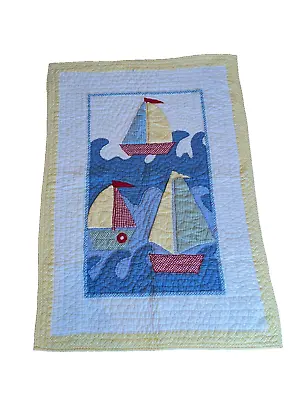 The Company Store - Crib Quilt- Nautical-Sail Boat- 100% Cotton • $67