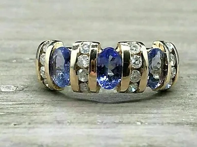 2Ct Oval Cut Blue Tanzanite Women's Vintage Engagement Ring 14K Yellow Gold Over • $155