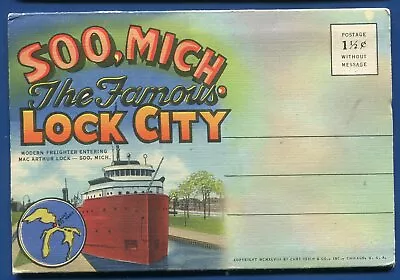 Soo Michigan Lock City Macarthur Lock Postcard Folder • $3.50