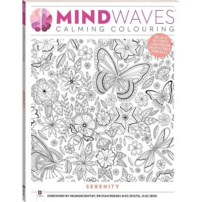 Mindwaves Calming Adult Colouring Book Serenity Relax Stress Relief ADHD Anxiety • $10.95