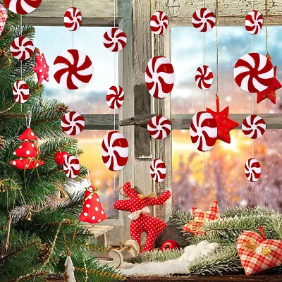 30Pcs Christmas Candy Cane 3D Pendant Hanging Ornament Xmas Tree Party Ornaments • £3.99