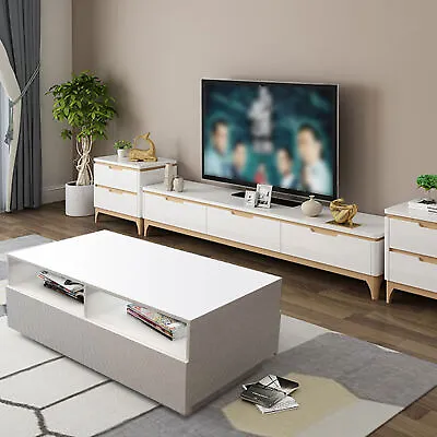 $115 • Buy High-gloss LED Light Coffee Table Living Room Furniture Coffee Tea Table White