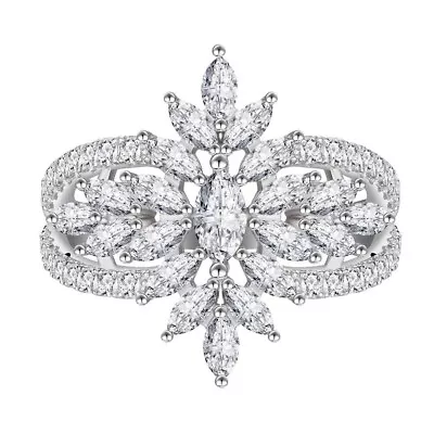 1.75Ct Marquise Cut Simulated Diamond Vintage Wedding Ring 14k White Gold Over • $135.99