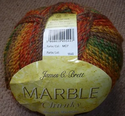 James C Brett Marble Chunky Knitting Wool / Yarn 1 X 200g Ball MC 7 • £5.40