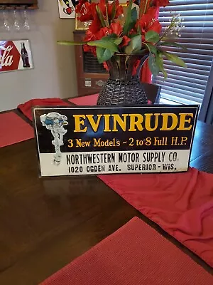Rare Evinrude Dealer Advertising Sign Superior Wisconsin • $4800