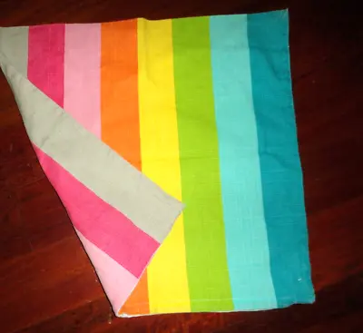 Ikea Skarum Rainbow Aqua Orange Pink Striped (1) Square Throw Pillow Cover 20  • £21.02