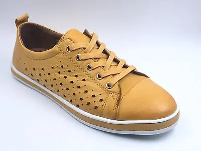 £65.33 • Buy Quality Designed Nappa Leather Sneakers Women Mustard Color NEW