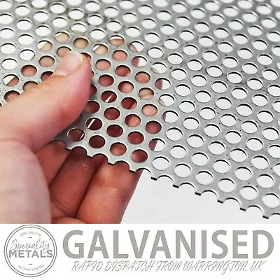 Galvanized Steel Perforated Mesh | 2mm Hole 3.5mm Pitch 1mm Thickness • £9.99