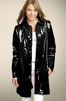 Women Rain Slicker PVC Vinyl Rain Long Coat Raincoat Waterproof Gothic Patent • $99.99