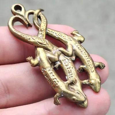 Powerful Magic 3 Lizards Thai Amulet Pendant Lucky Holy Talisman Hunting Money • $5.97