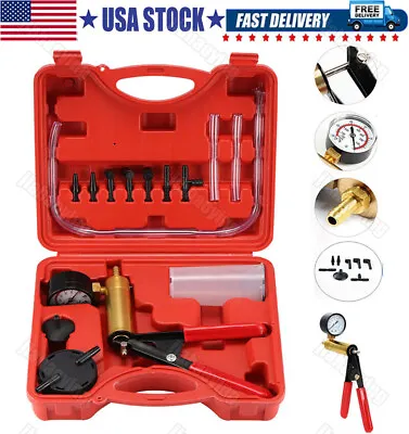 Hand Held Vacuum Pressure Pump Tester Set Brake Fluid Bleeder Bleeding Kit + Box • $16.59