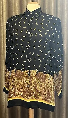 Vintage Paolo Santini 100% Silk Blouse Leopard Cat Print Size 6 • $45