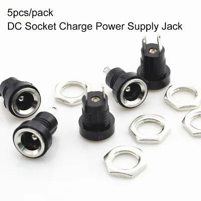 5pcs 2.1mm X 5.5mm Panel Chassis Mount Dc Socket Charger Power Jack Plug - Small • £3.19