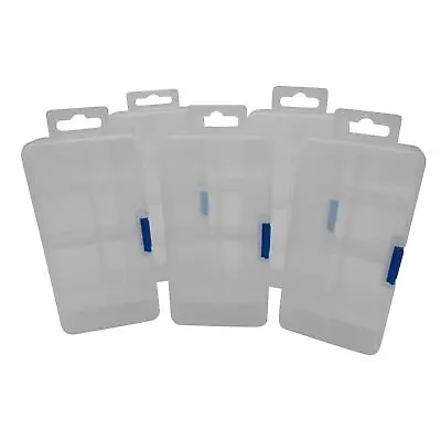 Plastic Storage Box Organiser Case X5 (8 Compartments Small Craft Art Container) • £7.99