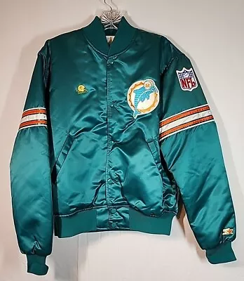 Vintage MIAMI DOLPHINS NFL Pro Line Starter Satin Bomber Jacket Adult Size M • $88.49