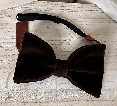 Vintage Velvet Bow Tie St Michael Marks & Spencer Chocolate Brown • £4.50