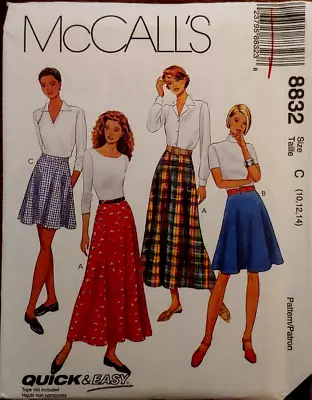 NEW! McCall's EASY Pattern 8832 Sz 10-12-14 Flared Skirt 3 Lengths (Year 1997) • $4.95