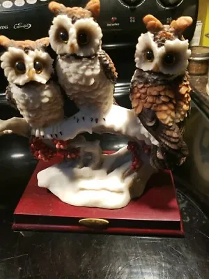 Montefiori Collection Italy Design Owl Family On A Branch Resin Wood Base NWOB  • $24.47