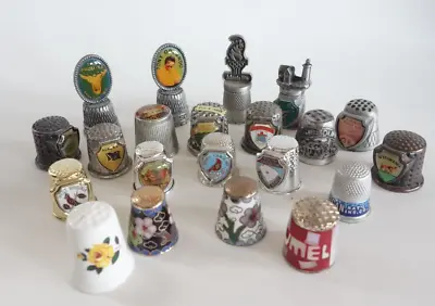 Thimble Lot Of 21 Sewing Collectible Cloisonne Pewter Metal Porcelain Vintage • $35.95