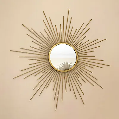 Gold Sunburst Wall Mirror 60cm Metal Frame Home Decorative Round Glass Bathroom  • £21.99