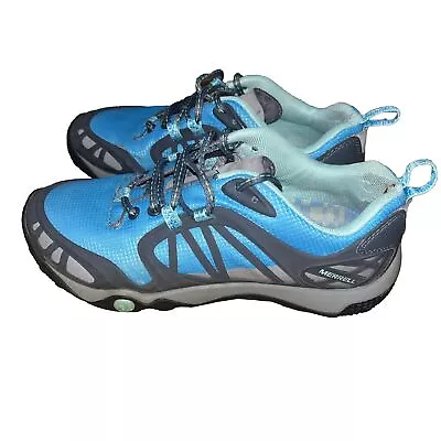 Merrell Womens Proterra Vim Hiking Shoes Blue Black Low Top Lace Up 6.5 Trail • $9.65
