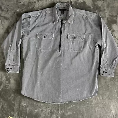 Vintage Five Brother Shirt Mens 2XL 1/2 Zip Hickory Railroad Stripe Workwear • $34.88